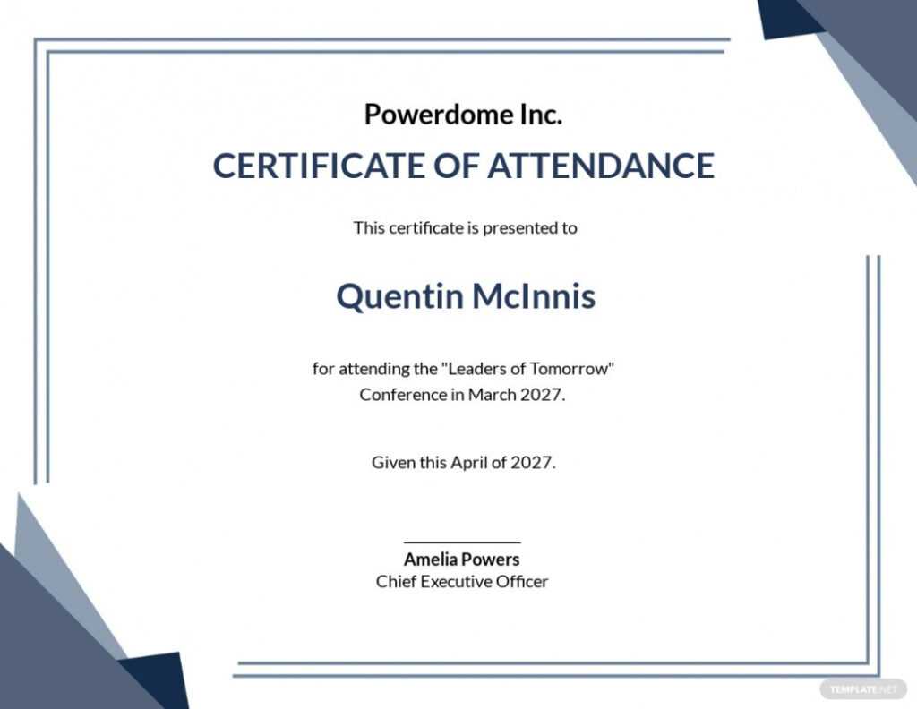 10+ Free Attendance Certificate Templates - Word (Doc) | Psd inside Attendance Certificate Template Word