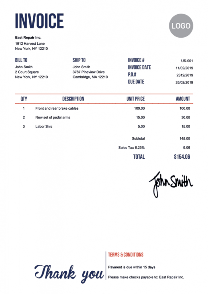 100 Free Invoice Templates | Print &amp; Email Invoices with regard to I Need An Invoice Template