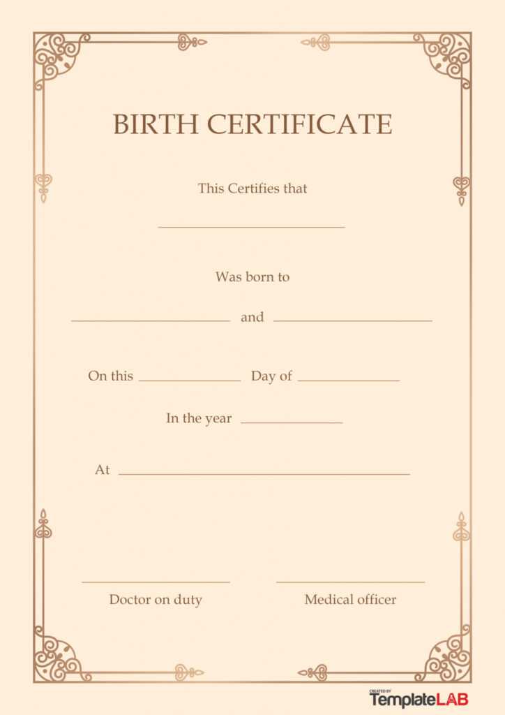 15 Birth Certificate Templates (Word &amp; Pdf) ᐅ Templatelab for Editable Birth Certificate Template
