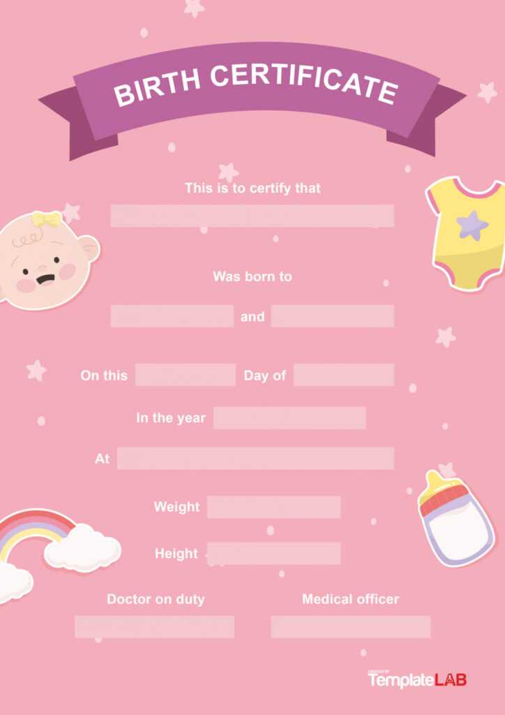 15 Birth Certificate Templates (Word &amp; Pdf) ᐅ Templatelab with regard to Baby Doll Birth Certificate Template
