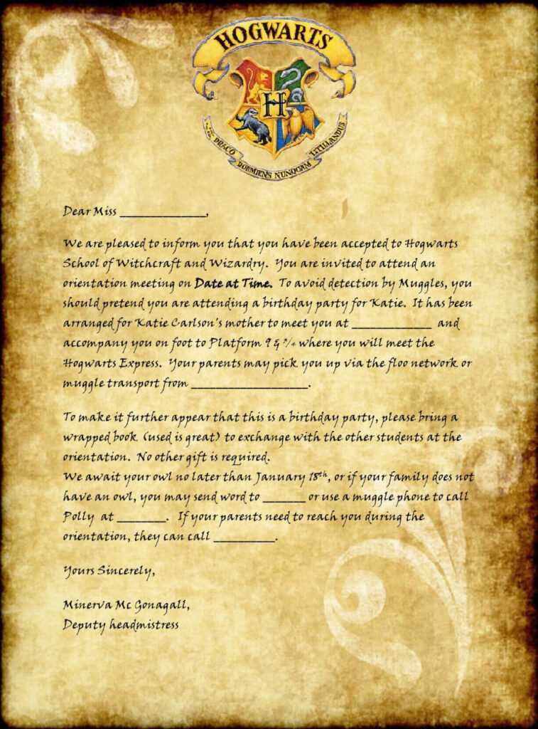 29 Printable Hogwarts Acceptance Letter Templates regarding Harry Potter Letter Template