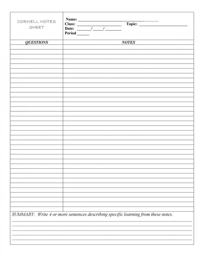 37 Cornell Notes Templates &amp; Examples [Word, Excel, Pdf] ᐅ for Word Note Taking Template