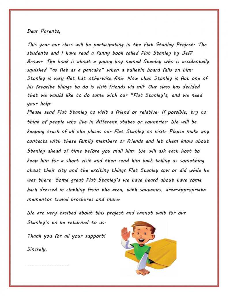 37 Flat Stanley Templates &amp; Letter Examples ᐅ Templatelab with Flat Stanley Letter Template