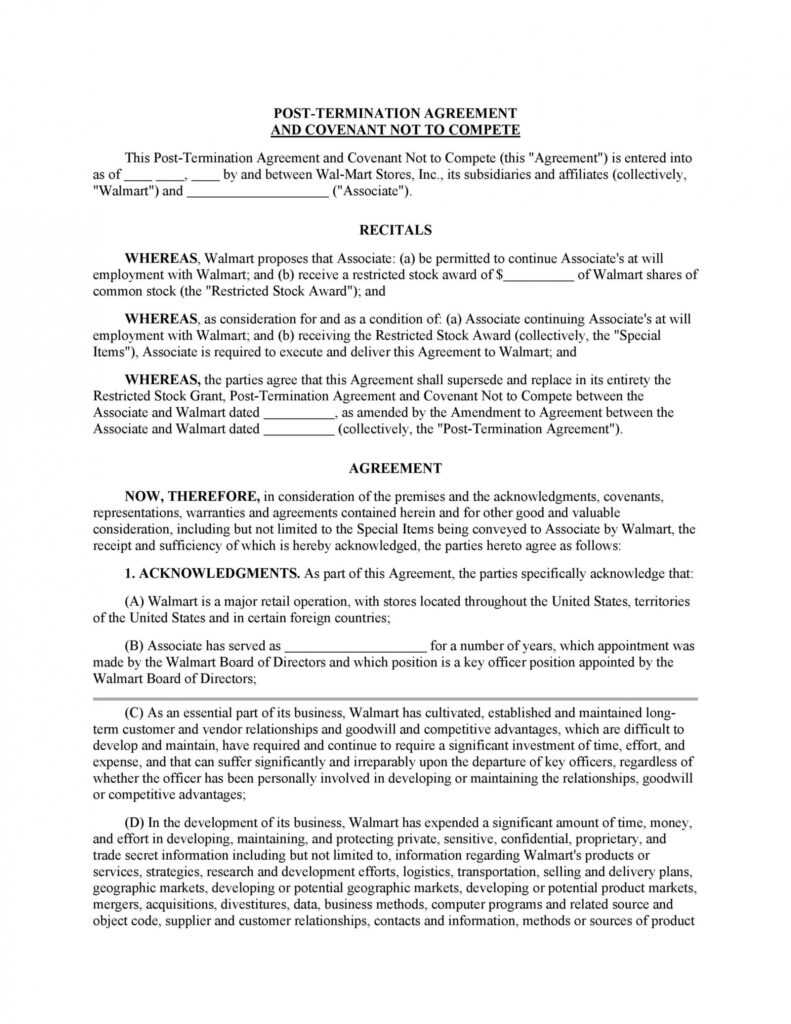 39 Ready-To-Use Non-Compete Agreement Templates ᐅ Templatelab with Standard Non Compete Agreement Template