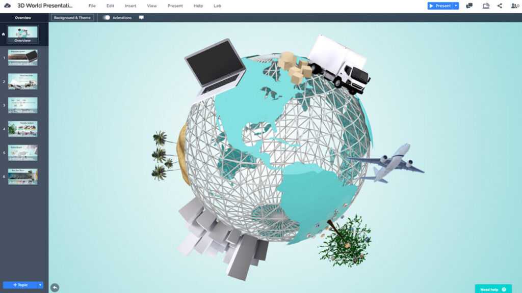 3D World inside Prezi Presentation Templates