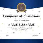 40 Fantastic Certificate Of Completion Templates [Word intended for Blank Certificate Templates Free Download