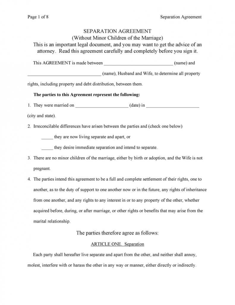 43 Official Separation Agreement Templates / Letters / Forms intended for Informal Separation Agreement Template