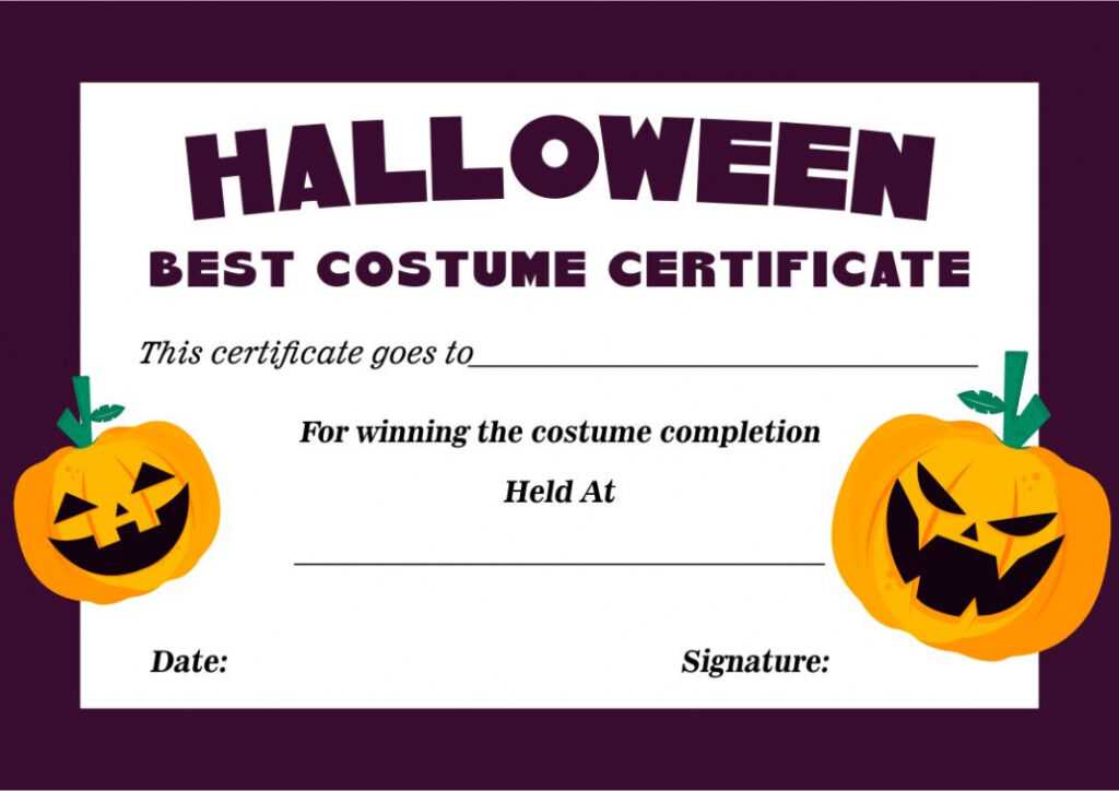 5 Best Halloween Costume Award Printable Certificates with regard to Halloween Costume Certificate Template