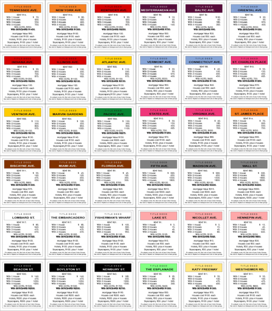5 Best Monopoly Cards Printable - Printablee with Monopoly Property Card Template