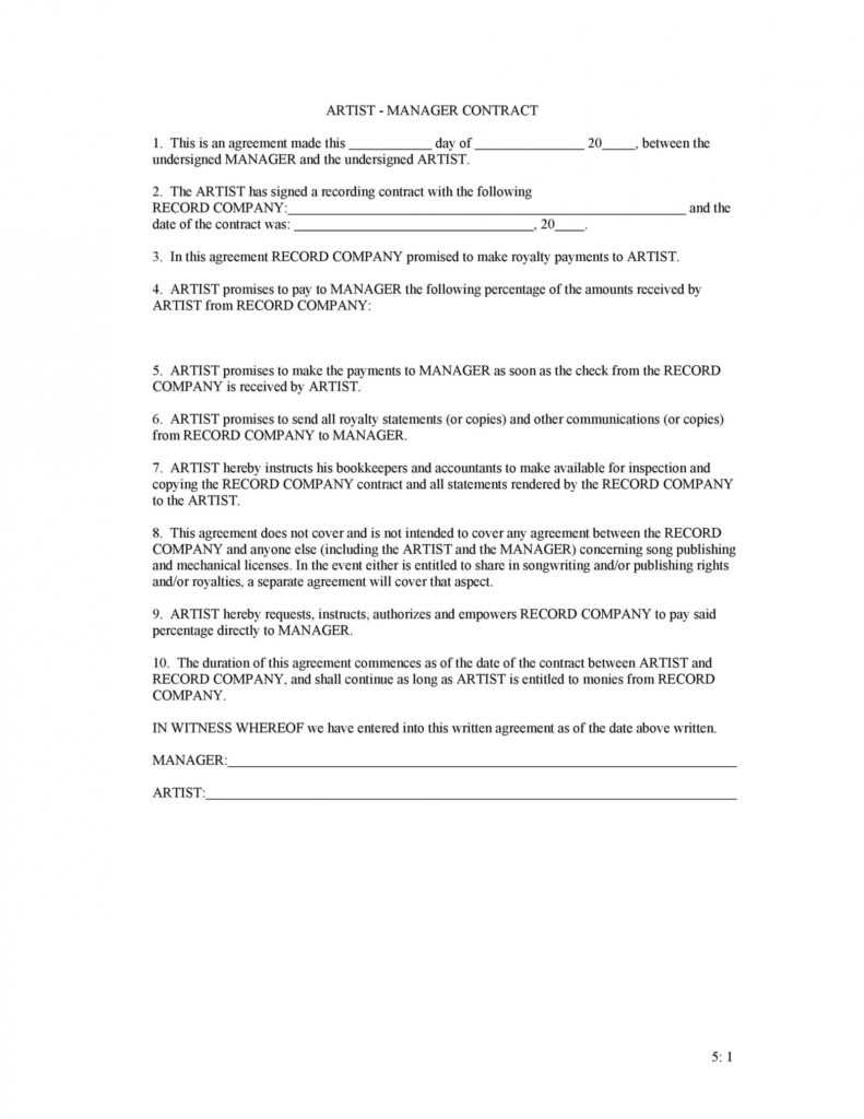 50 Artist Management Contract Templates (Ms Word) ᐅ Templatelab for Talent Management Agreement Template