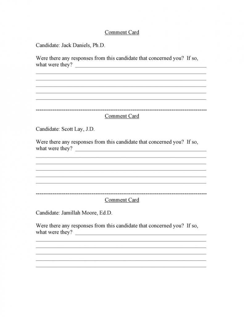 50 Printable Comment Card &amp; Feedback Form Templates ᐅ inside Comment Cards Template