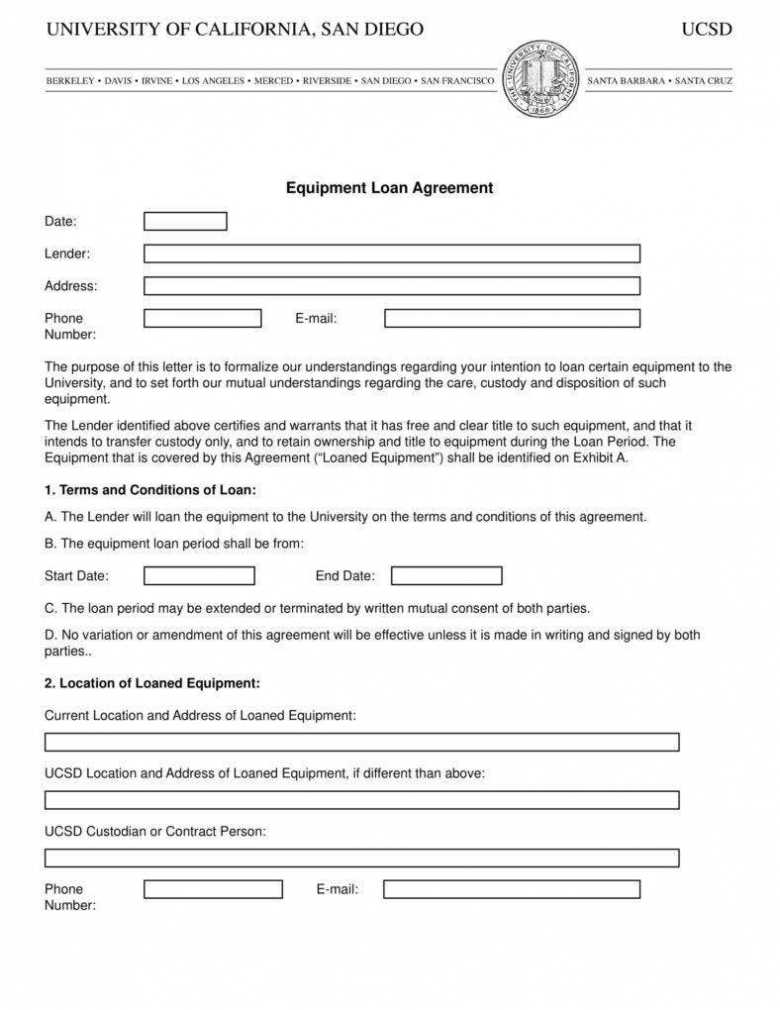6+ Equipment Loan Agreement Templates - Pdf, Word | Free pertaining to Free Hardware Loan Agreement Template