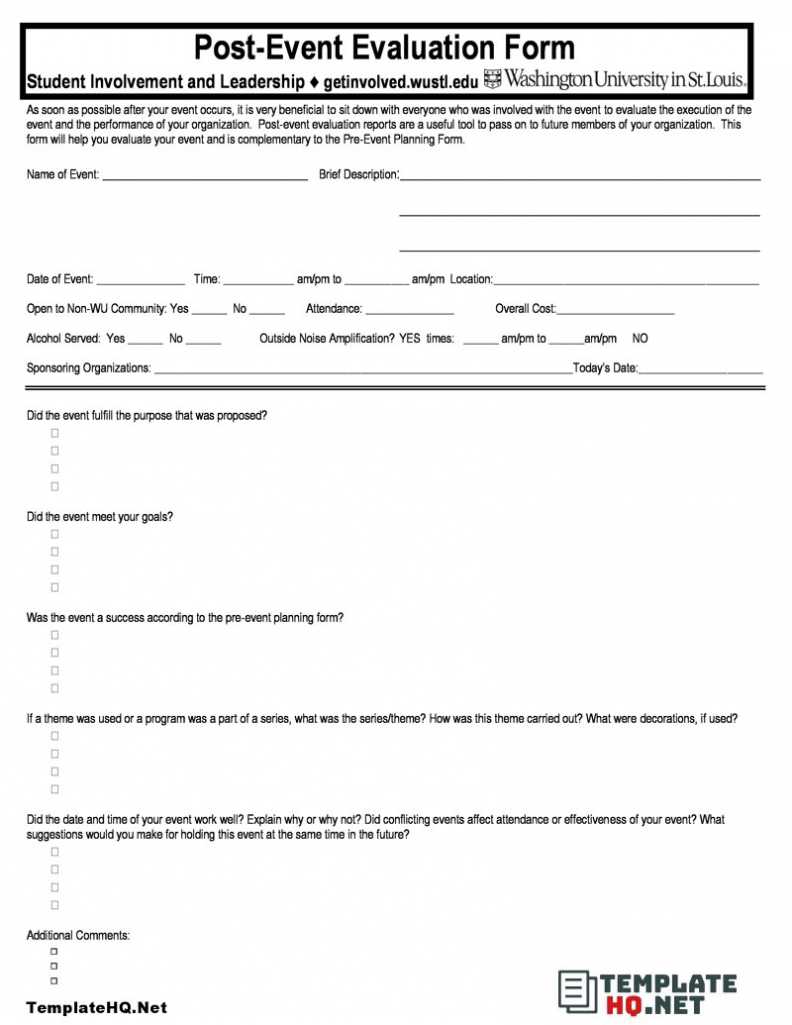 7 Best Event Evaluation Form - Template Hq regarding Post Event Evaluation Report Template