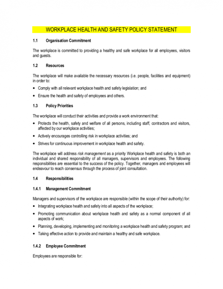 8+ Free Workplace Safety Policy Templates - Pdf | Free within Health And Safety Policy Template For Small Business