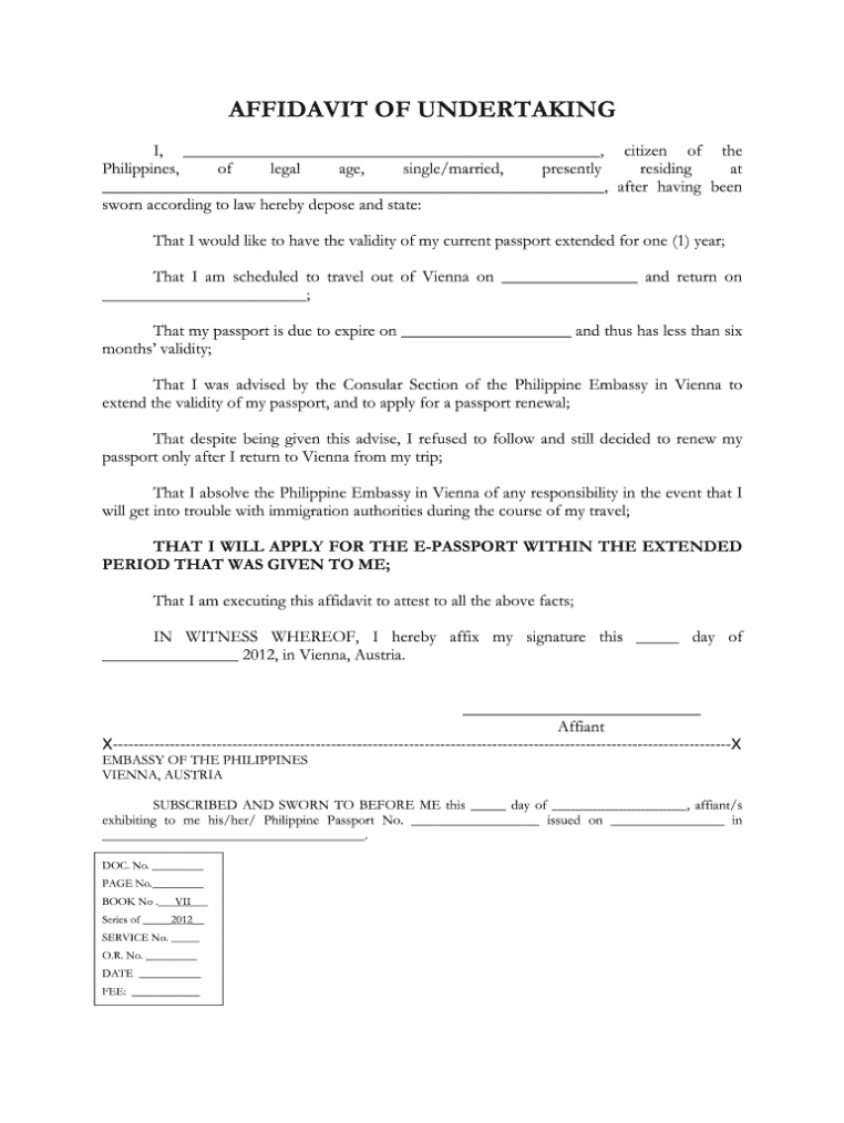 Affidavit Of Undertaking - Fill Online, Printable, Fillable regarding Legal Undertaking Template