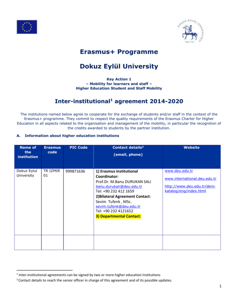 Agreement Form (With Programme Countries) inside Erasmus Bilateral Agreement Template