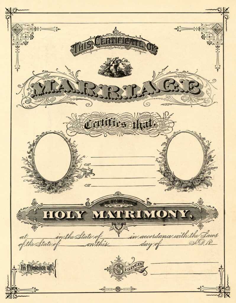 Antique Ephemera Clip Art - Printable Marriage Certificate inside Blank Marriage Certificate Template