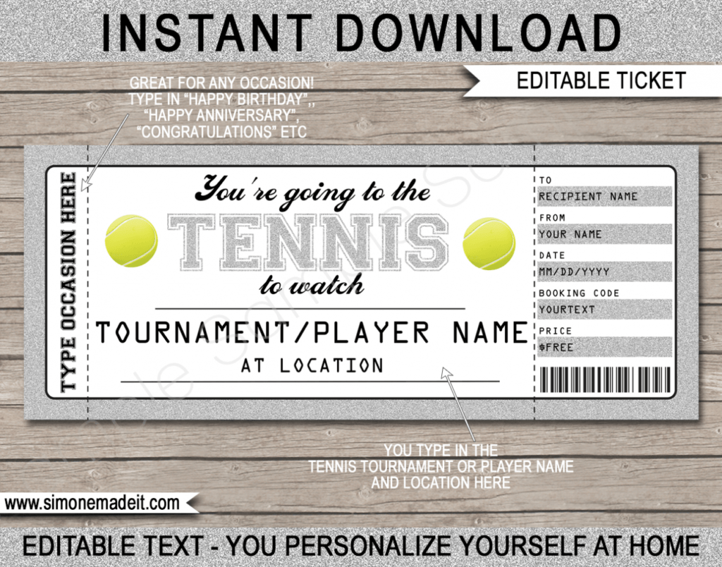 Any Occasion Tennis Gift Tickets With Tennis Gift with Tennis Gift Certificate Template