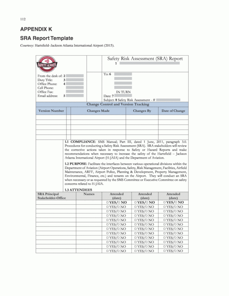Appendix K - Sra Report Template | Airport Safety Risk for Risk Mitigation Report Template