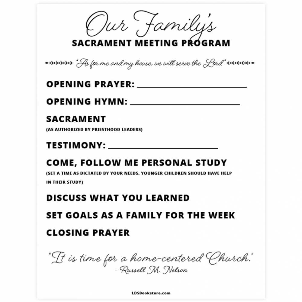 At-Home Sacrament Meeting Program - Printable intended for Lds Sacrament Meeting Program Template