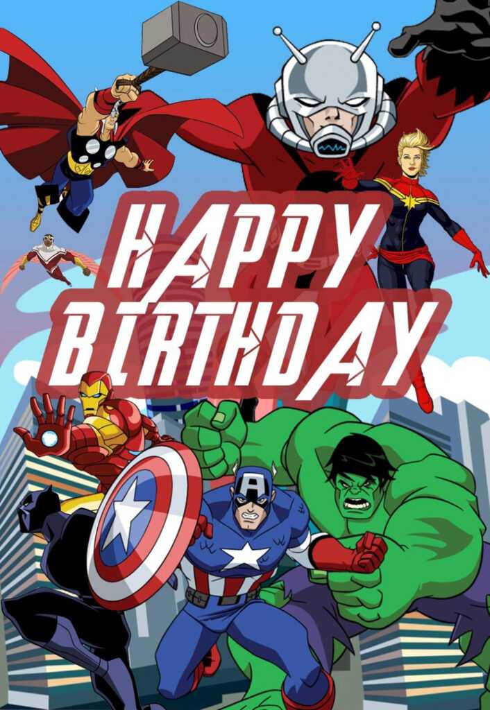 Avengers Printable Birthday Cards — Printbirthday.cards in Avengers Birthday Card Template