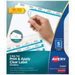 Avery 5 Big Tab Binder Dividers, Easy Print &amp; Apply Clear Label Strip,  Index Maker, White Tabs, 5 Sets (11492) within 5 Tab Label Template