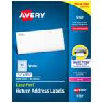 Avery® Easy Peel Return Address Labels, 1/2&quot;X1-3/4&quot; 8,000 Labels (5167) -  1/2&quot; Height X 1 3/4&quot; Width - Rectangle - Laser - White - Paper - 80 / Sheet inside Staples White Return Address Labels Template
