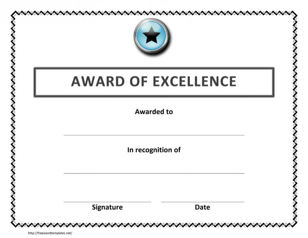 Award Of Excellence Certificate Template within Congratulations Certificate Word Template