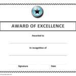 Award Of Excellence Certificate Template within Congratulations Certificate Word Template