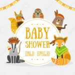 Baby Shower Banner Template With Place For Text And Cute Wild Ethnic  Animals Vector Illustration, Web Design. within Baby Shower Banner Template