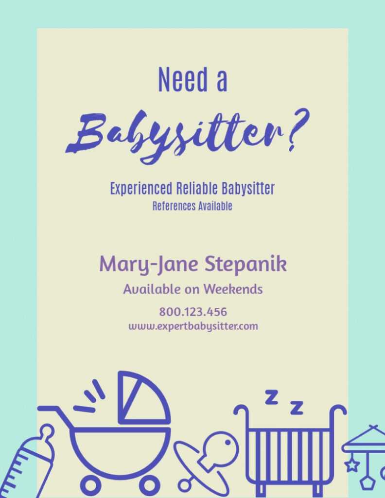 Babysitter - Flyer Template | Visme with Babysitter Flyer Template