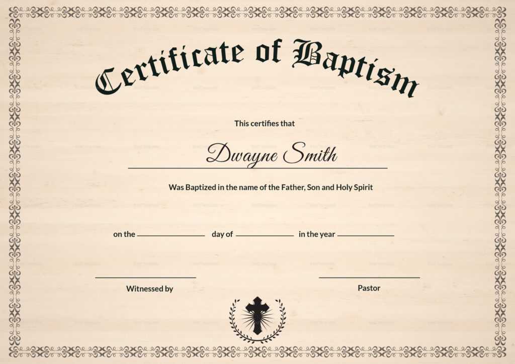 Baptism Certificate Design Template In Psd, Word regarding Baptism Certificate Template Download