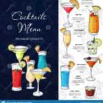 Bar Menu Design. Template For Cocktail Drinks. Brochure With with Cocktail Menu Template Word Free