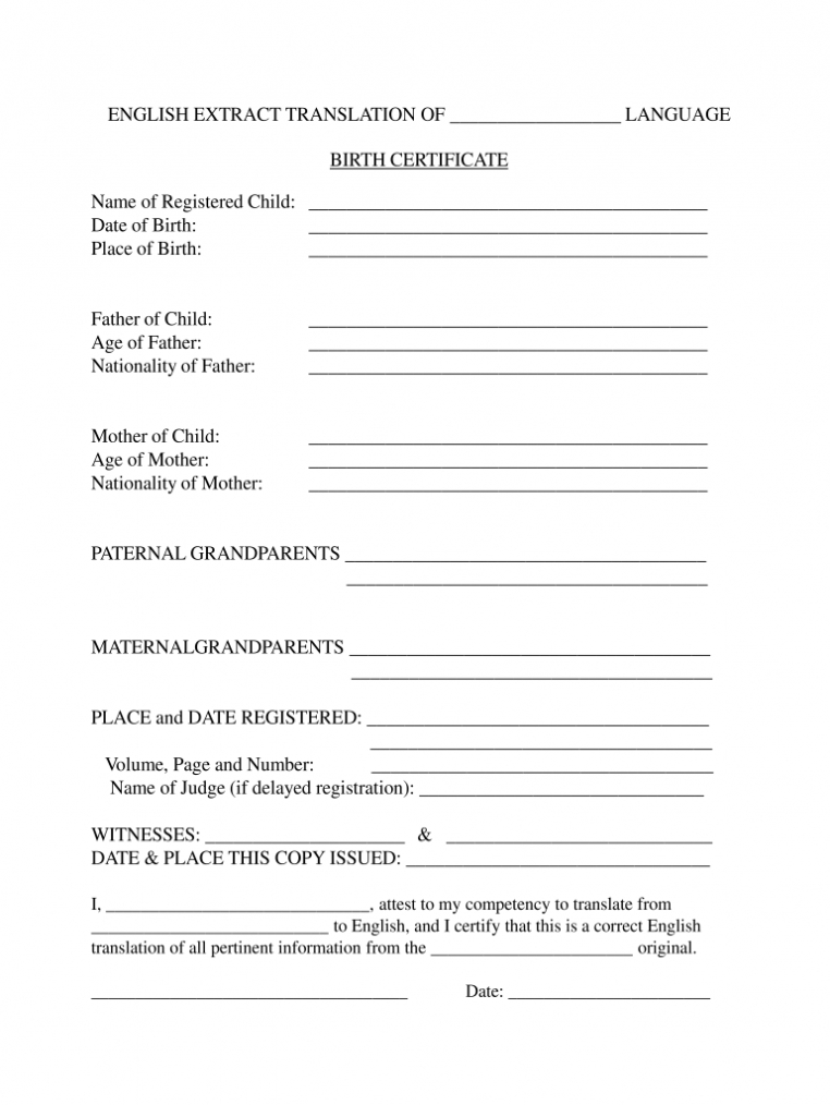 Birth Certificate Format In English Pdf - Fill Out And Sign Printable Pdf  Template | Signnow within Birth Certificate Translation Template Uscis