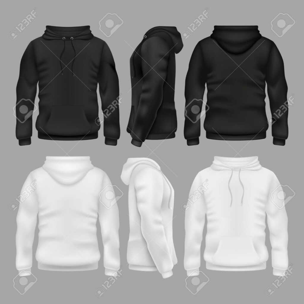 Black And White Blank Sweatshirt Hoodie Vector Templates with regard to Blank Black Hoodie Template