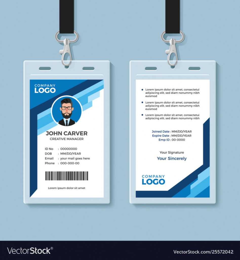 Blue Graphic Employee Id Card Template Royalty Free Vector intended for Sample Of Id Card Template
