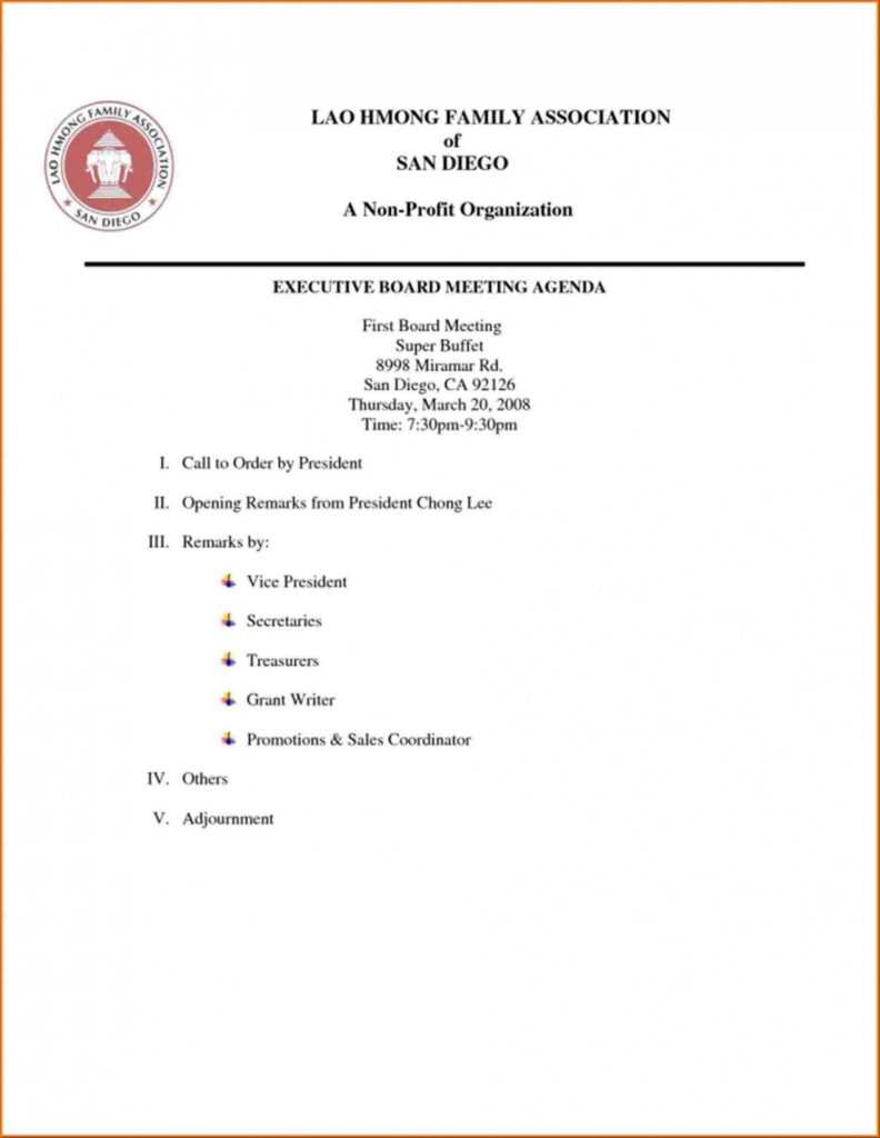 Board Meeting Agenda Template Non Profit with Non Profit Board Meeting Agenda Template