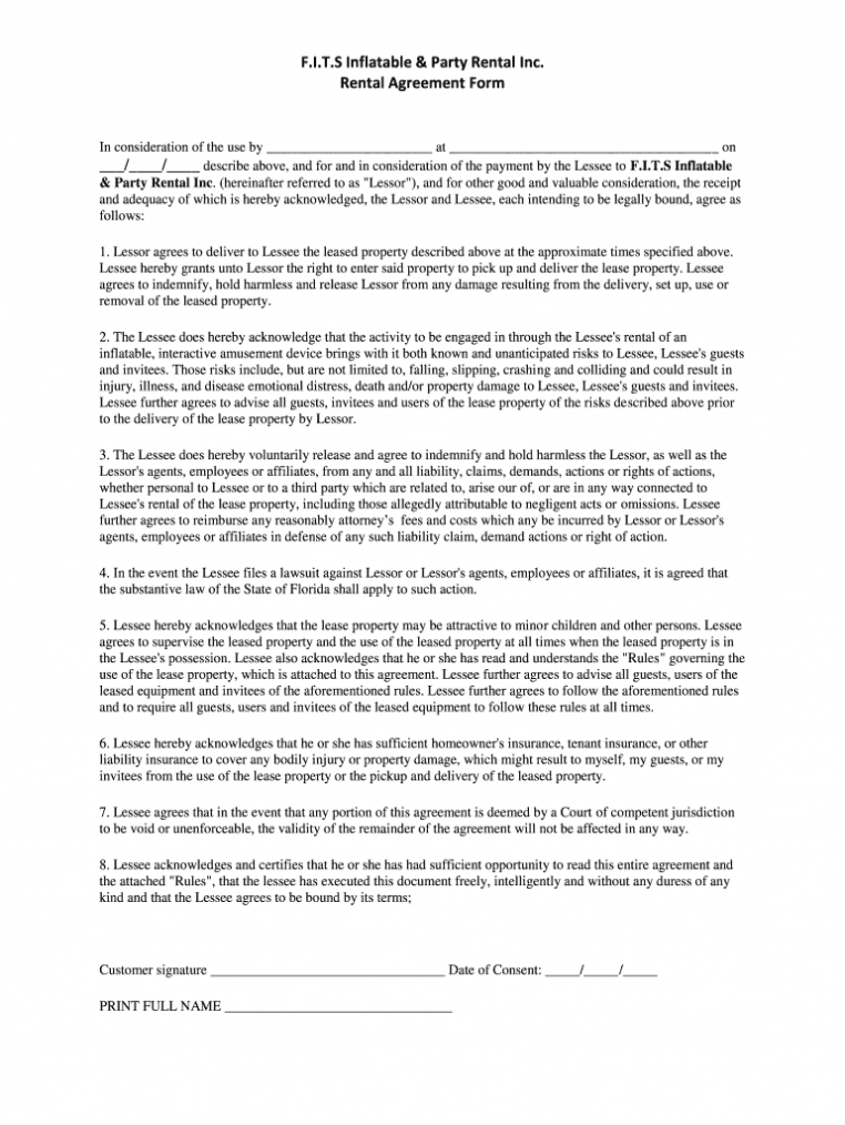 Bounce House Rental Agreement - Fill Out And Sign Printable Pdf Template |  Signnow intended for Bounce House Rental Agreement Template