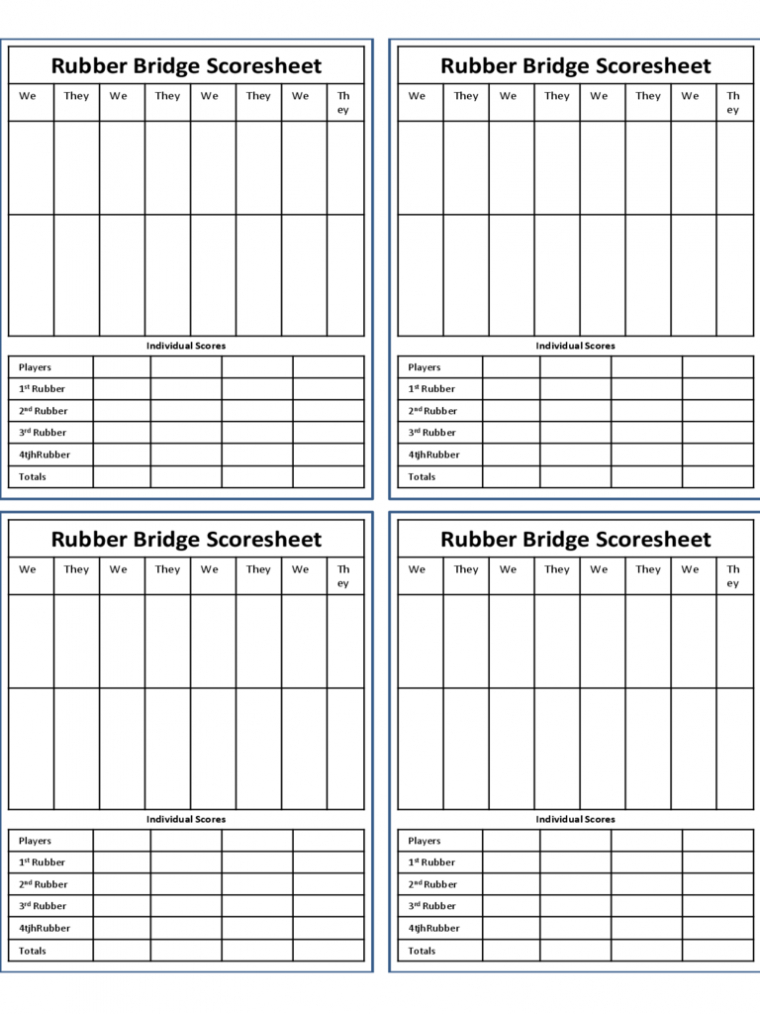 Bridge Score Sheet - 6 Free Templates In Pdf, Word, Excel intended for Bridge Score Card Template