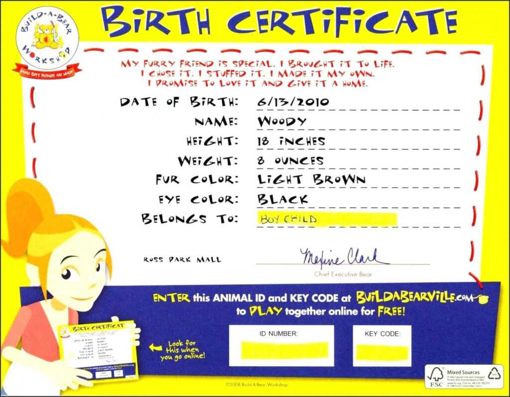 Build A Bear Birth Certificate Template 6 Best Templates pertaining to Build A Bear Birth Certificate Template