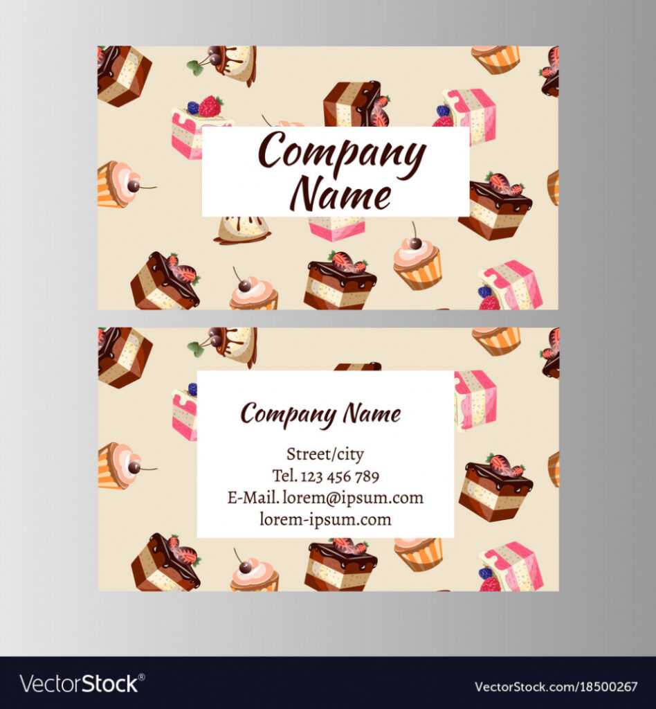 Business Card Design Template With Tasty Cakes Vector Image in Cake Business Cards Templates Free