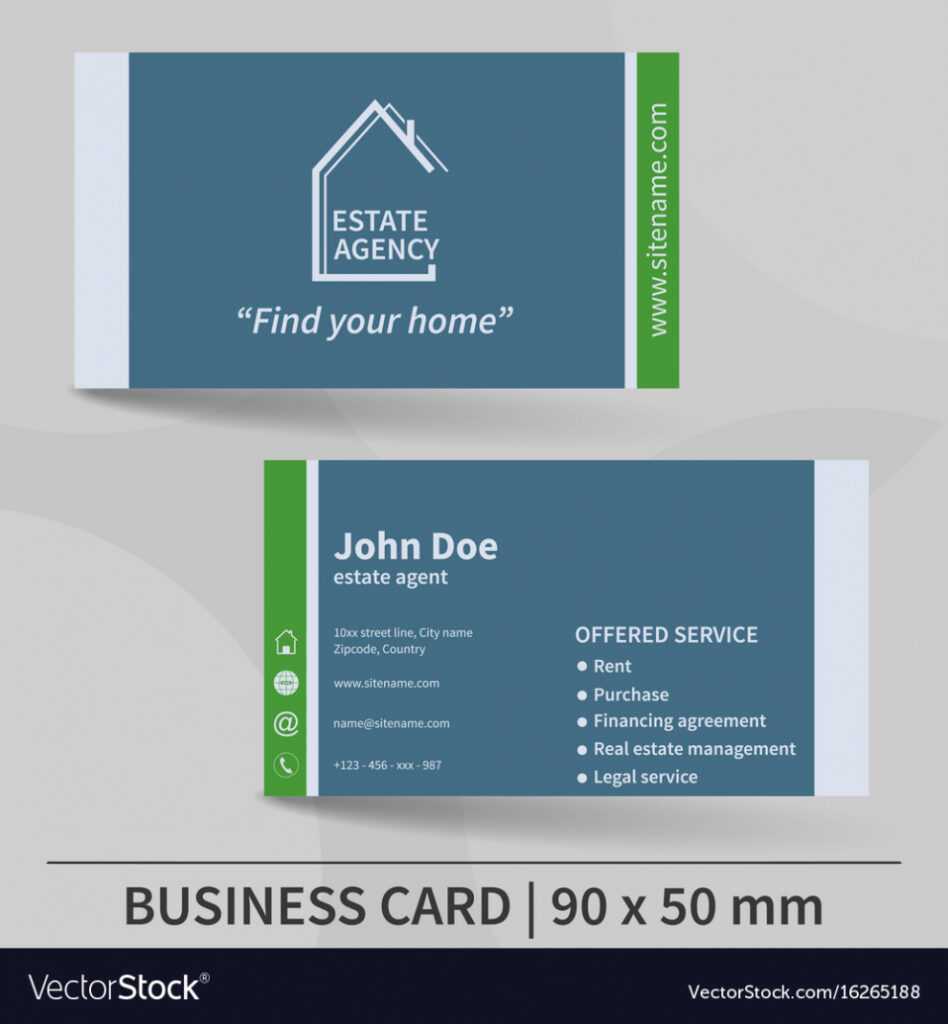 Business Card Template Real Estate Agency Design Vector Image within Real Estate Agent Business Card Template