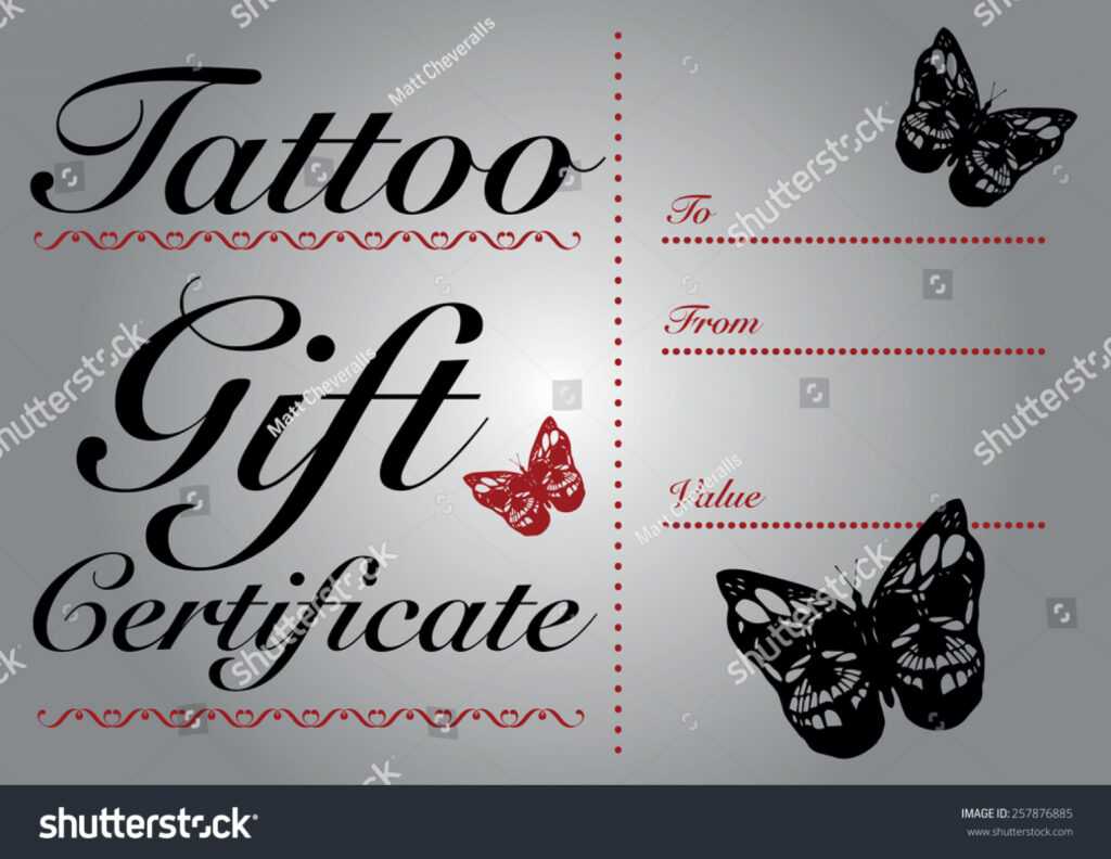 Butterfly Skull Tattoo Gift Card Gift Stock Vector (Royalty with regard to Tattoo Gift Certificate Template