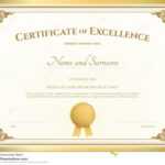 Certificate Of Excellence Template With Gold Border Stock throughout Certificate Of Excellence Template Free Download