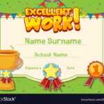 Certificate Template For Excellent Work Royalty Free Vector within Good Job Certificate Template
