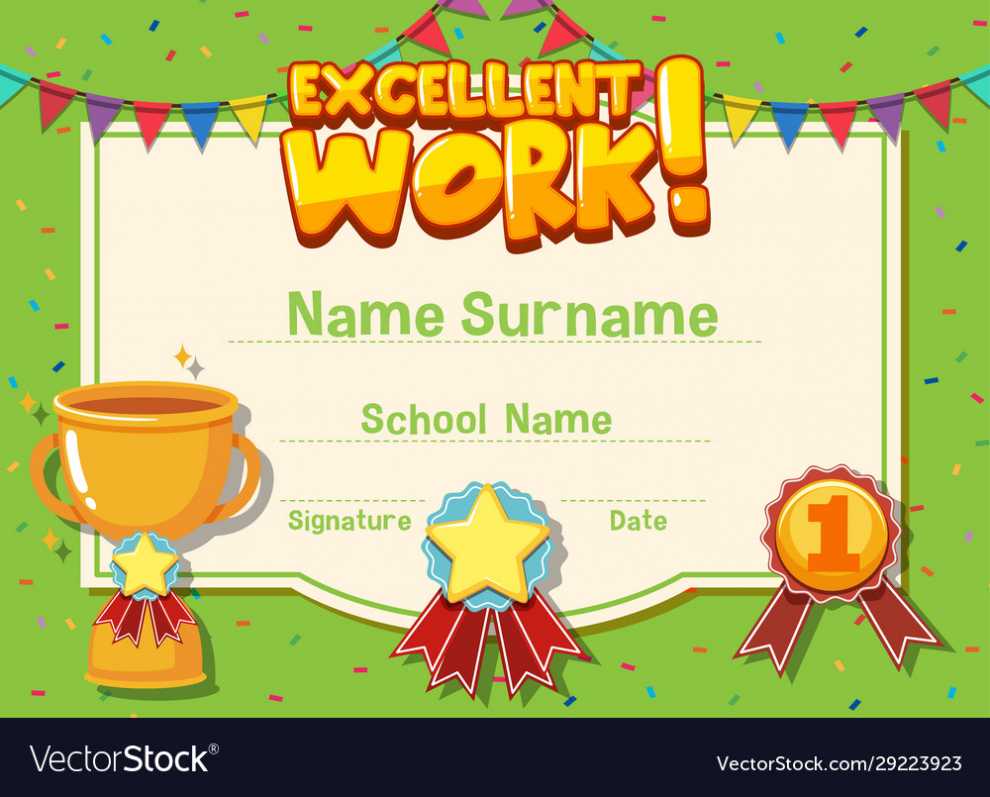Certificate Template For Excellent Work Royalty Free Vector within Good Job Certificate Template