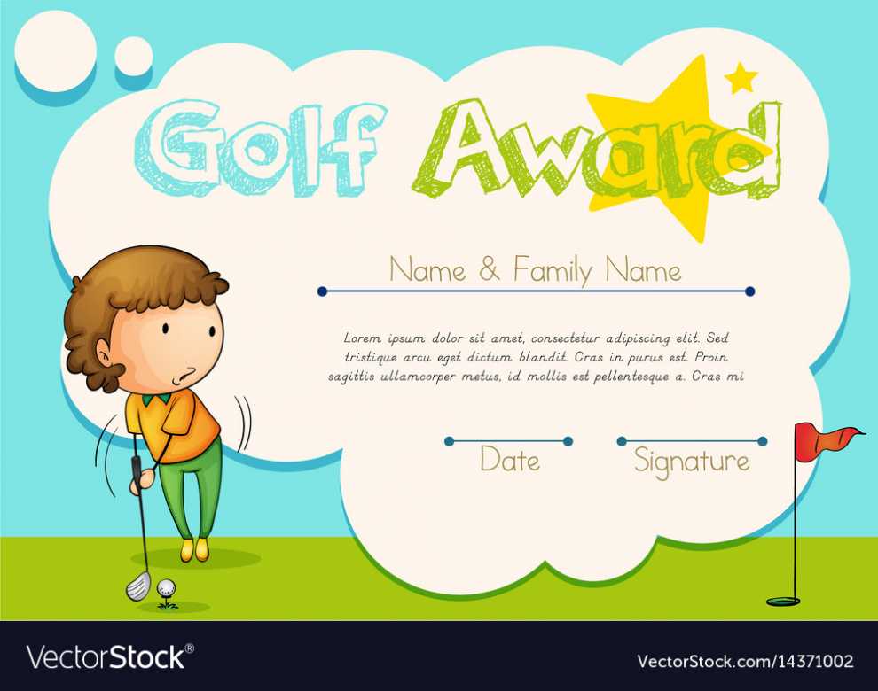 Certificate Template For Golf Award Royalty Free Vector throughout Golf Certificate Template Free