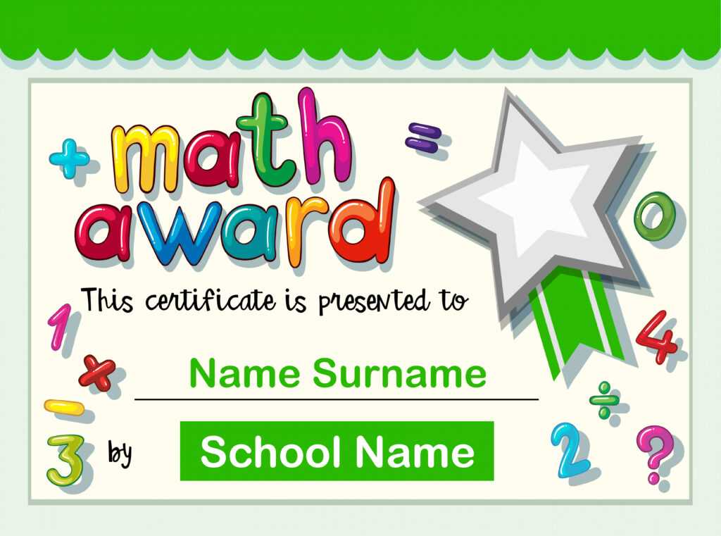 Certificate Template For Math Award - Download Free Vectors with Math Certificate Template