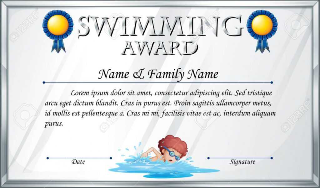 Certificate Template For Swimming Award Illustration with Swimming Award Certificate Template