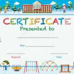 Certificate Template With Kids In Winter At School Illustration intended for Walking Certificate Templates